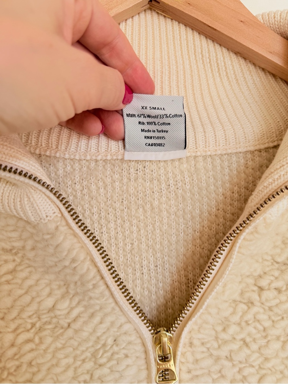 Varley Hunter Combo Zip-Front Jacket Ivory Cream Size XXS - Picture 5 of 7